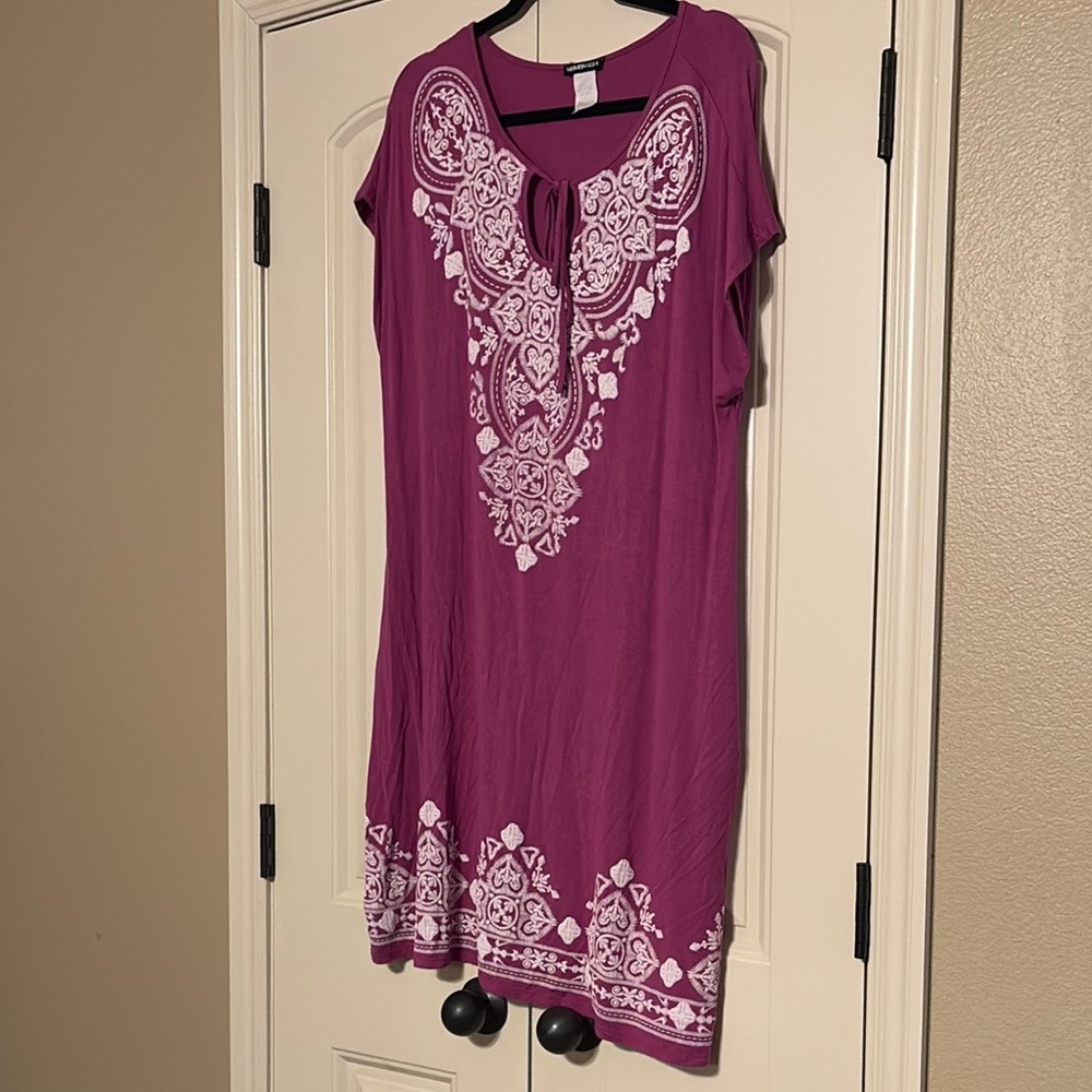 HEIMISH USA Purple Tunic with White Patterns